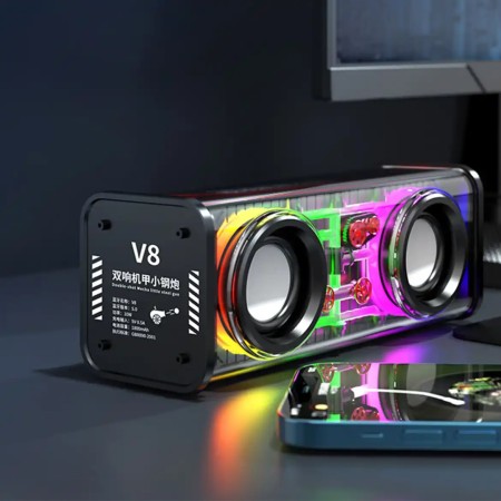 V8 Bluetooth Speaker, Dual Speakers, High Power Subwoofer