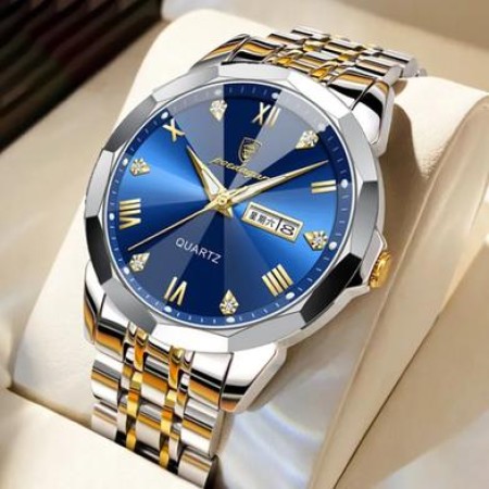 Poedagar 810 Diamond Cart Stainless Steel Luminous Quartz Men Watch