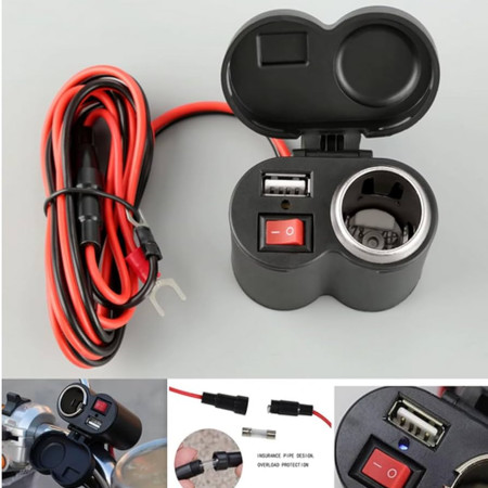 Multifunctional Motorcycle USB Mobile Phone Charger Cigarette Lighter Adapter Motorcycle Electronics Accessories