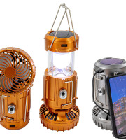 3 In 1 Solar Power Rechargeable Lamp/Fan/ Emargency Power Bank.(copper)