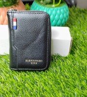 Men Business Credit Card Holder Fold Style Full Zipper Security China Artificial Leather Wallet(Black COLOUR)