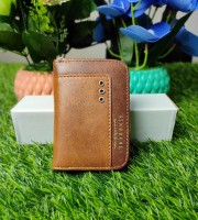 Men Business Credit Card Holder Fold Style Full Zipper Security China Artificial Leather Wallet( Brown COLOUR)