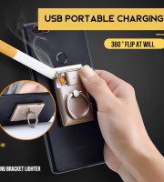 Mobile Stand With Rechargeable Lighter (GOLD COLOUR)