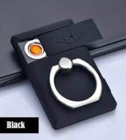 Mobile Stand With Rechargeable Lighter (BLACK COLOUR)