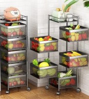 5 Layer (Square) Full Metal Fruit/Vegetable Rack with Wheels