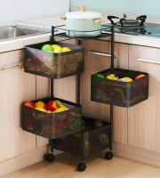 4 Layer (Square) Full Metal Fruit/Vegetable Rack with Wheels