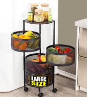 4 Layer (Round) Full Metal Fruit/Vegetable Rack with Wheels