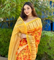 Premium Chandery Half Silk Saree with Blouse pcs,, Code - 07