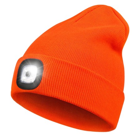Buy 1 Get 1 Free.USB Rechargeable Winter Cap With Light.  ( ORANGE). 1টি কিনলে ১টি ফ্রি ! অরেঞ্জ অথবা লেমন কালার।
