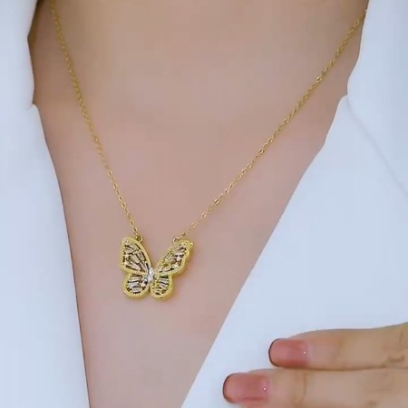 18 K GOLD PLATED BUTTERFLY Locket Necklace