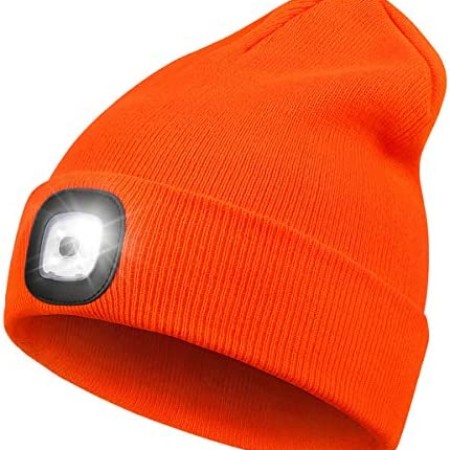 Buy 2 Get 1 Free.Brand New USB Rechargeable Winter Cap With Light.( ORANGE)