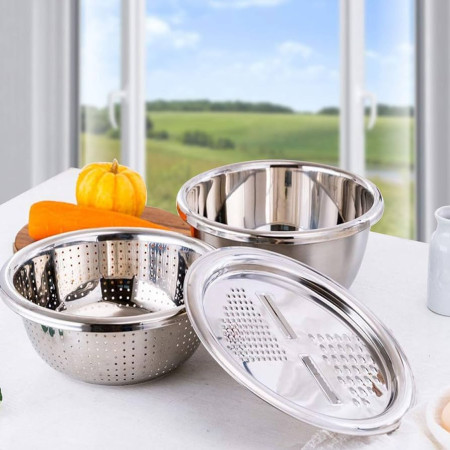3 IN 1 VEGETABLE CUTTER WITH DRAIN BASKET