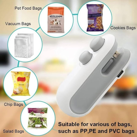 2-in-1 Heat Sealer with Cutter Portable Mini Sealing Machine