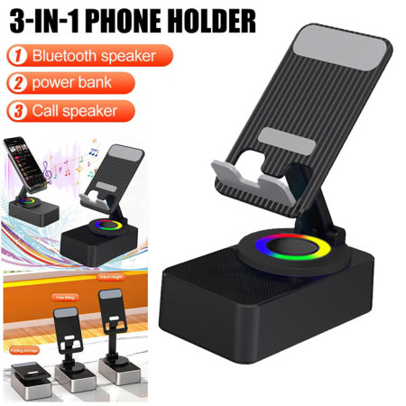3-in-1 Bluetooth Speaker Phone Stand with Power Bank