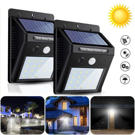 (2 pcs )LED Motion Sensor Wall Solar Light (30 LED)