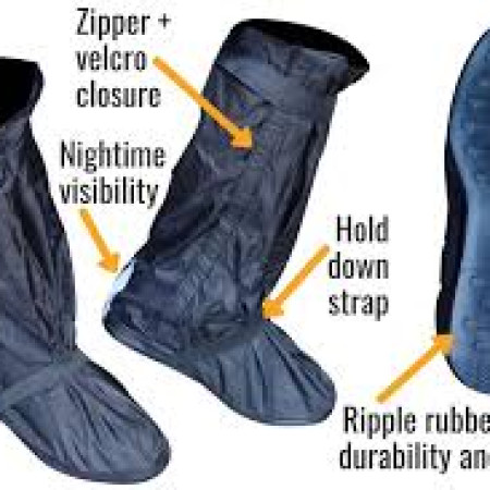 Waterproof Rain Shoe Protector Cover Reusable Non-Slip Boot Covers For Motorcycle Cycling And Outdoors Unisex 1 Pair Black