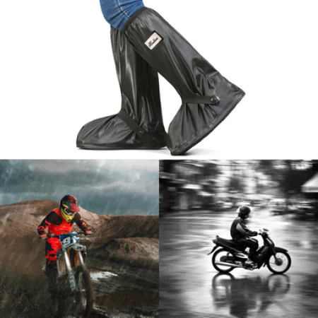 Waterproof Rain Shoe Protector Cover Reusable Non-Slip Boot Covers For Motorcycle Cycling And Outdoors Unisex 1 Pair Black